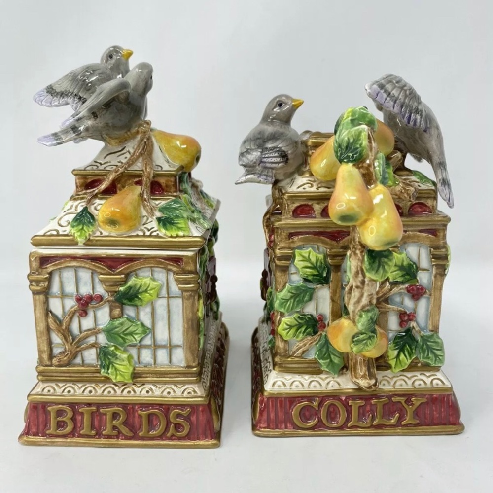 Fitz & Floyd 12 Days Of Christmas COLLY BIRDS Creamer and Sugar EXCELLENT